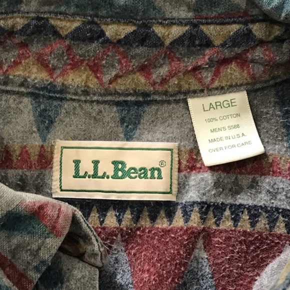 Vintage LL Bean Southwest Aztec Flannel Shirt - Picture 5 of 7